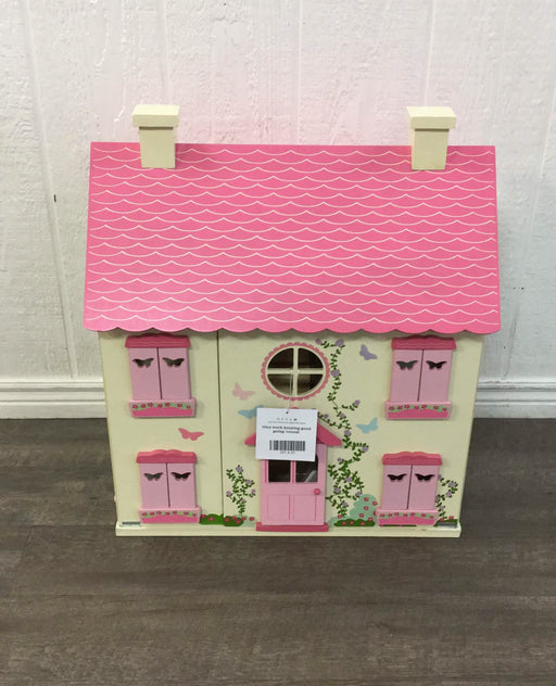 used Wooden Dollhouse, With Accessories