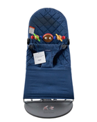 used BabyBjorn Bouncer Bliss, Dark Gray Frame, Midnight Blue Cotton Classic Quilt