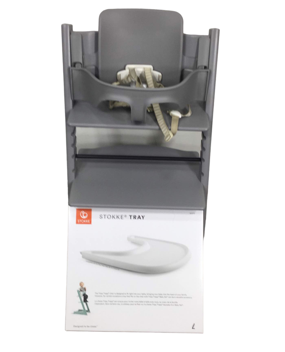 used Stokke Tripp Trapp High Chair with Baby Set and Tray, Storm Grey, White