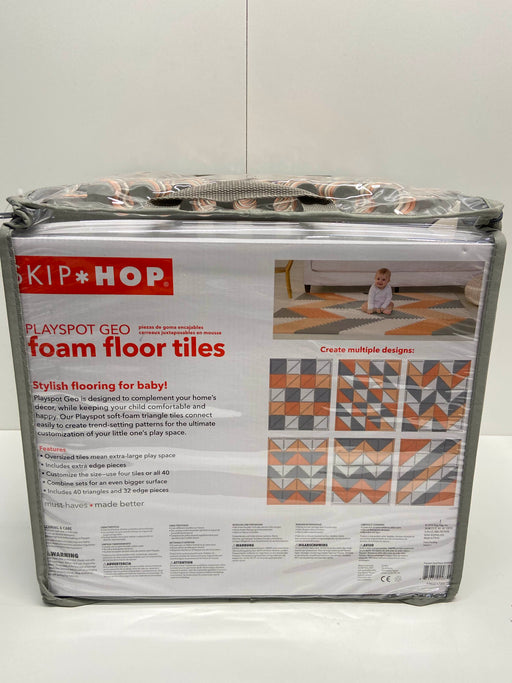 used Skip Hop Interlocking Foam Floor Tiles Playspot, Gray/Peach