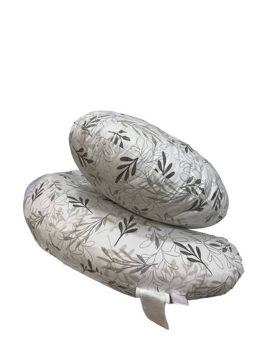 used Boppy Total Body Pregnancy Pillow, Gray Scattered Leaves