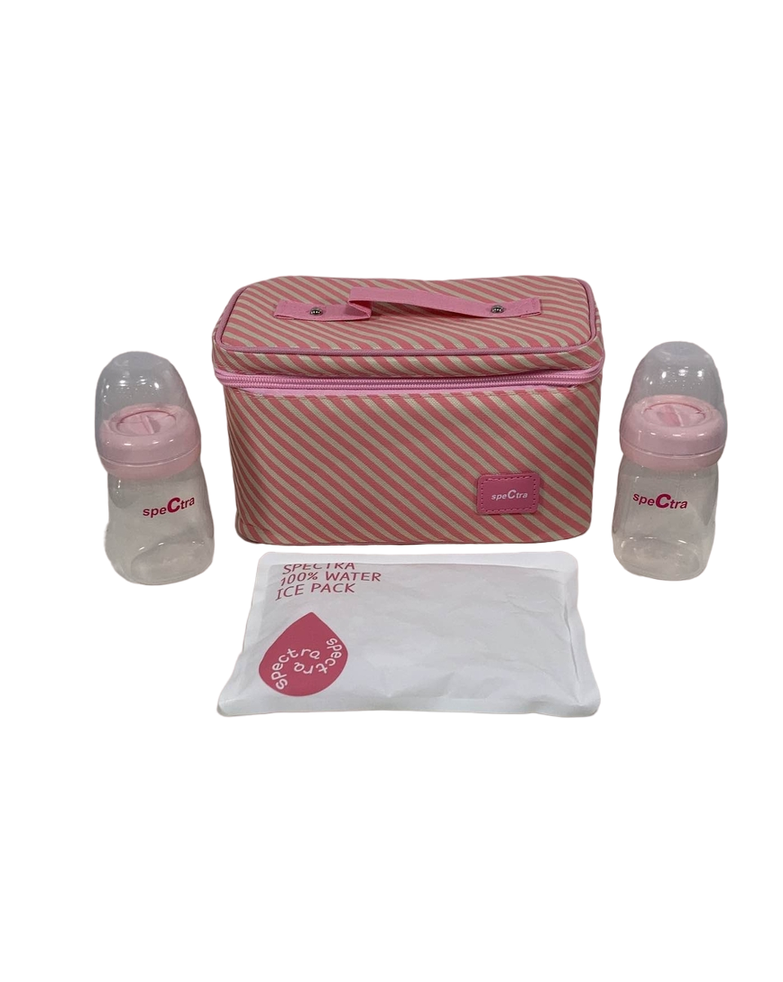 Spectra Pink Cooler with Ice Pack and Breast Milk Bottles Kit