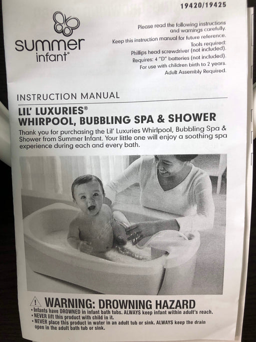 secondhand Summer Infant Lil Luxuries Whirlpool Bubbling Spa & Shower