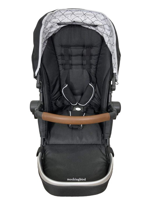 used Mockingbird 2nd Seat Kit with Extendable Canopy, 2021, Black, Windowpane, Silver with Penny Leather