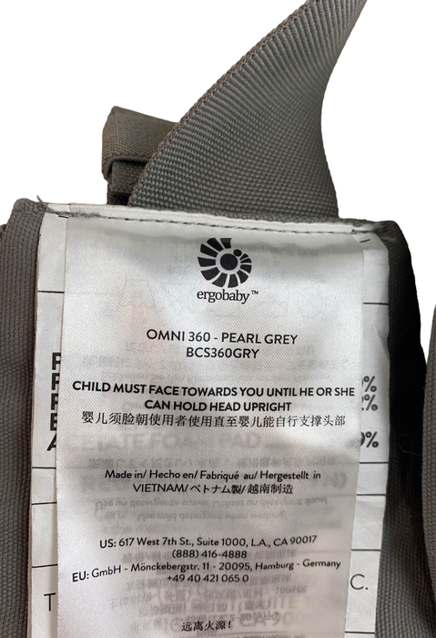 Ergobaby Omni 360 Cotton Baby Carrier, Pearl Grey