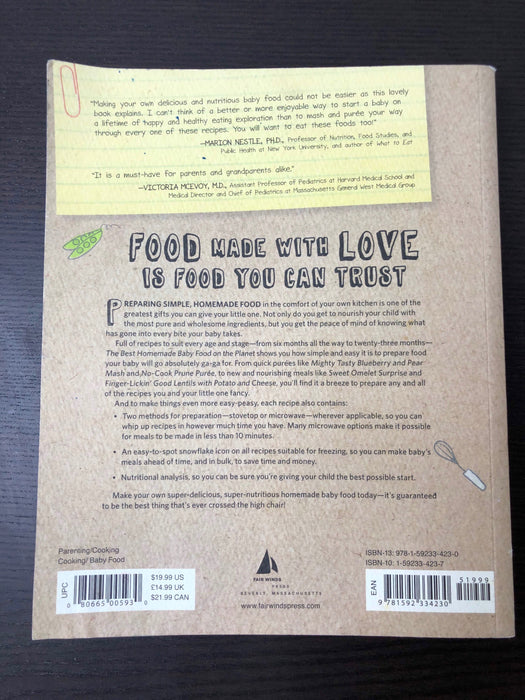 Shop The Best Baby Food On The Planet Cookbook at GoodBuy Gear