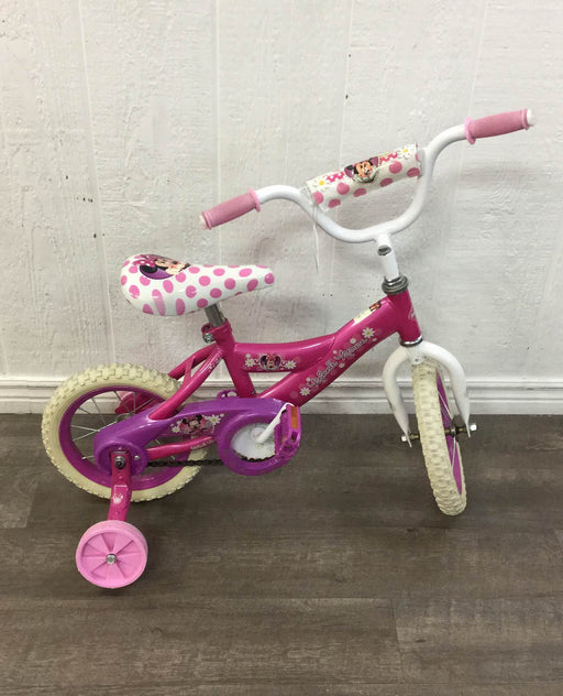 secondhand Huffy Minnie Mouse 12” Bike With Training Wheels