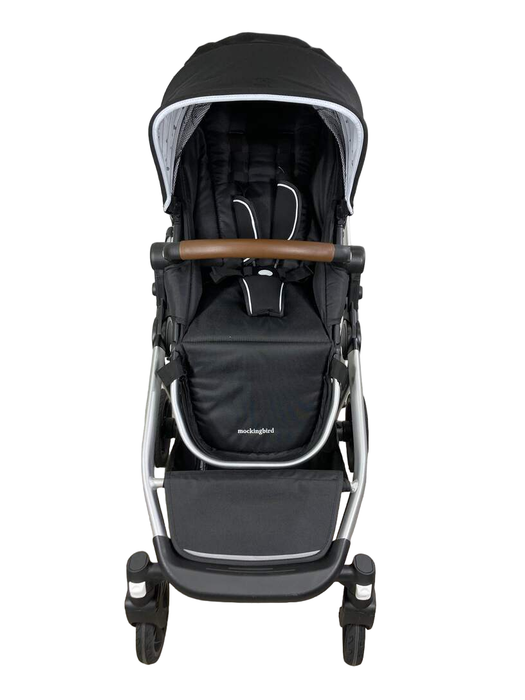 secondhand Mockingbird Single to Double Stroller, 2022, Silver with Penny Leather, Watercolor Drops, Black