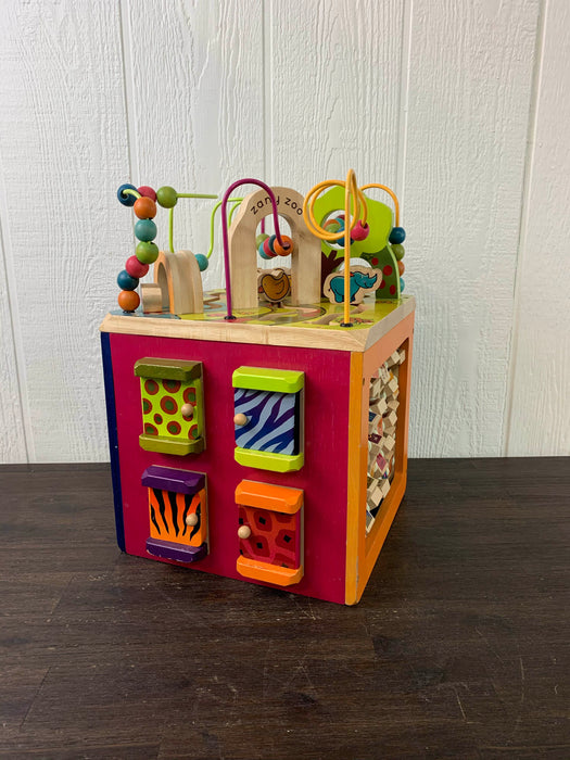 used B. Toys Zany Zoo Wooden Activity Cube