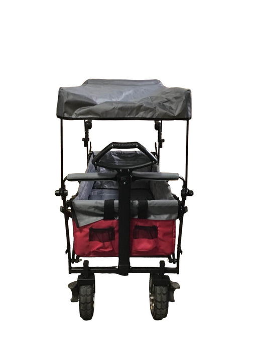 secondhand Wonderfold S4 Push & Pull Premium Utility Folding Wagon with Canopy, Red, CP Model