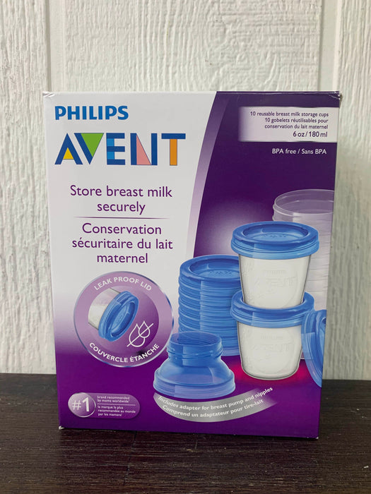 used Philips Avent Breast Milk Storage Cups,  6 oz 10 pack