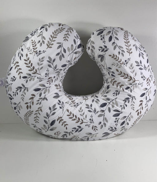 secondhand Boppy Nursing and Infant Support Pillow, Grey Taupe Leaves