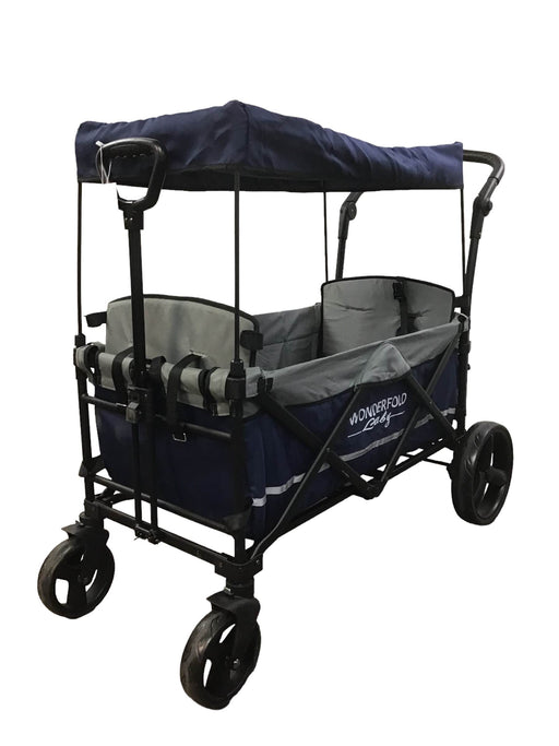 used Wonderfold X2 Push + Pull Double Stroller Wagon, 2019, Navy