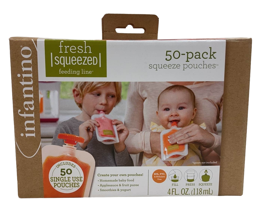 used Infantino Squeeze Pouches, 4 fl oz., 50 count