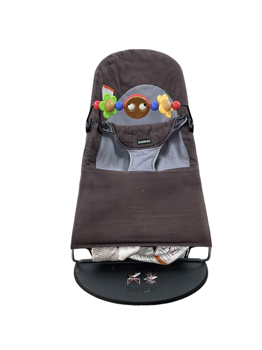 secondhand BabyBjorn Bouncer Balance, Black/Brown, Black Frame, With toy bar