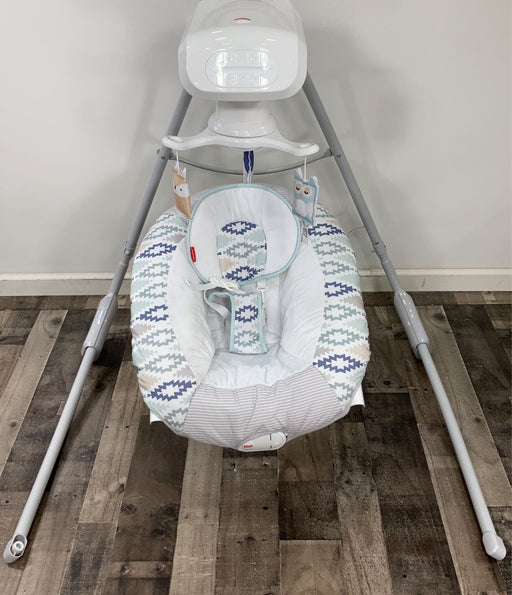 secondhand Fisher Price 2-in-1 Deluxe Cradle 'n Swing, Woodsy Wonders