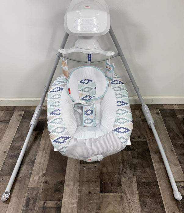 secondhand Fisher Price 2-in-1 Deluxe Cradle 'n Swing, Woodsy Wonders