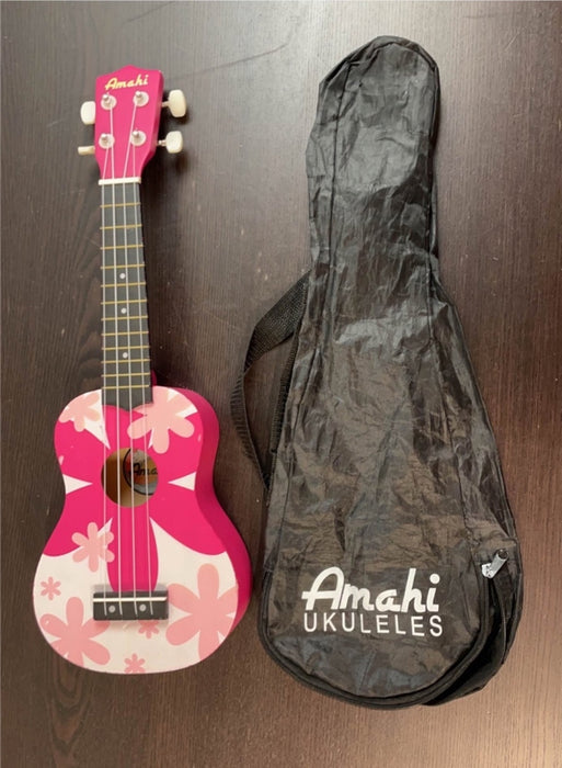 used Amahi Ukulele, Pink Flower Soprano