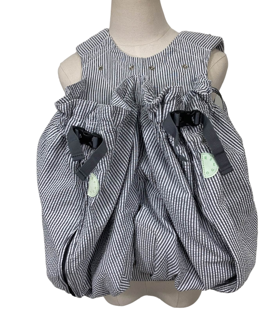 Weego TWIN Baby Carrier, Grey and White Seersucker - Main Image