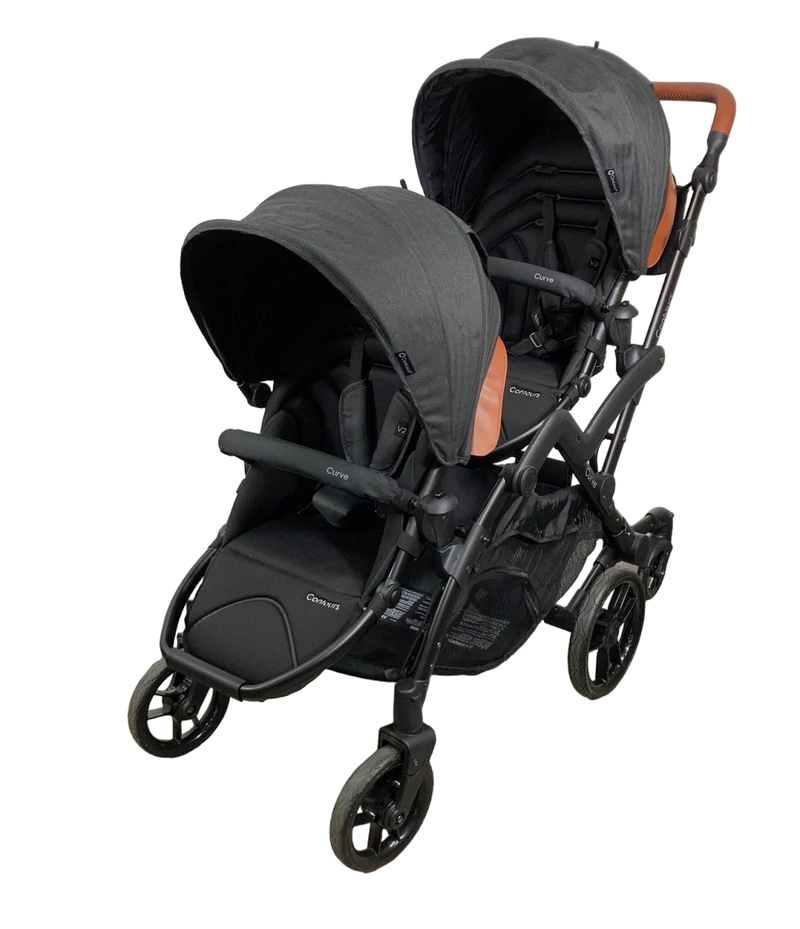 Contours Curve Double Stroller, 2022, Jet Black