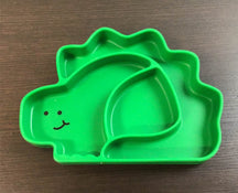 secondhand Bumkins Silicone Grip Dish, Green Dinosaur