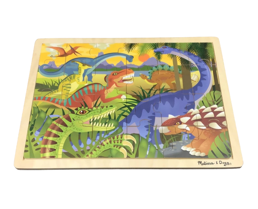 used Melissa & Doug 24-Piece Wooden Jigsaw Puzzle, Dinosaur