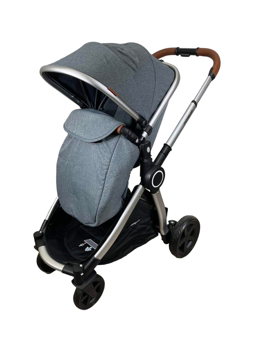 secondhand Mompush Ultimate 2 Baby Stroller with Bassinet, 2022, Grey with Silver Frame