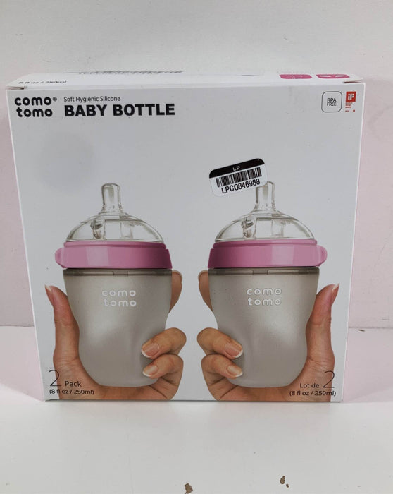 used Comotomo Bottles, 2 Pack, Pink, 8oz