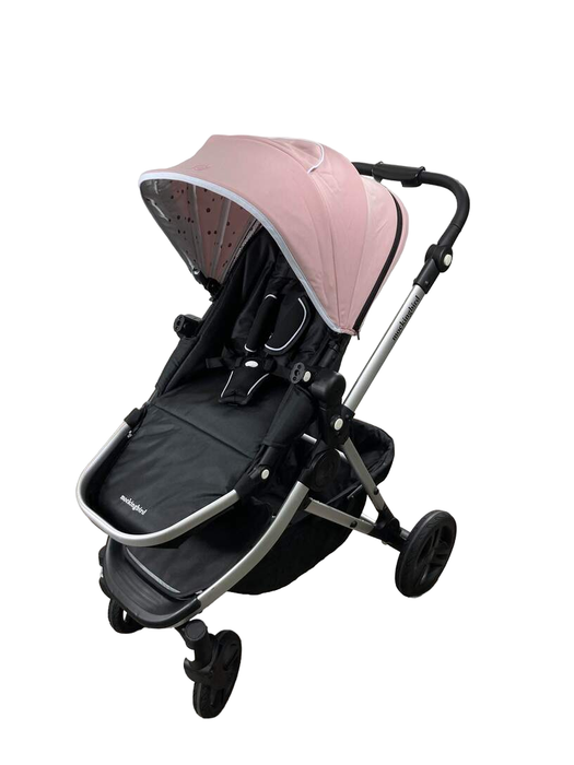 used Mockingbird Single Stroller, Bloom, 2022, Watercolor Drops, Silver With Black Leather