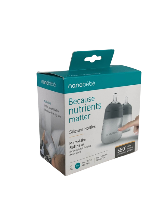 Shop Nanobébé Flexy Silicone Baby Bottles, 9oz, 2-Pack, Grey at GoodBuy Gear