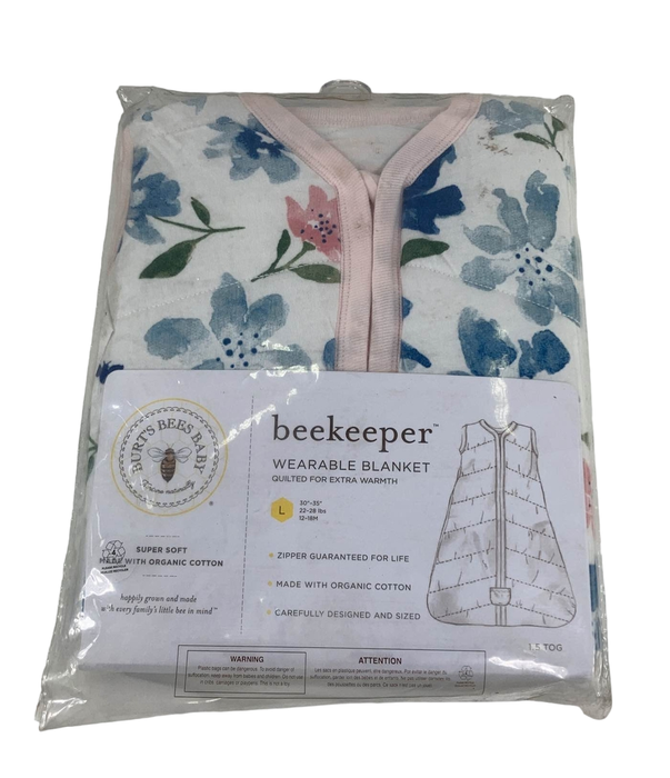 used Burt's Bees Baby Beekeeper Wearable Blanket, Large, 1.5 TOG (Medium Weight), blue flowers