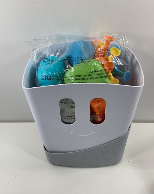 used Ubbi Bath Toy Drying Bin & Toys Set