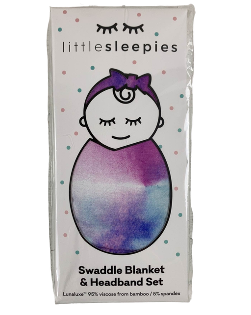 used Little Sleepies Swaddle And Headband Set, Purple Watercolor