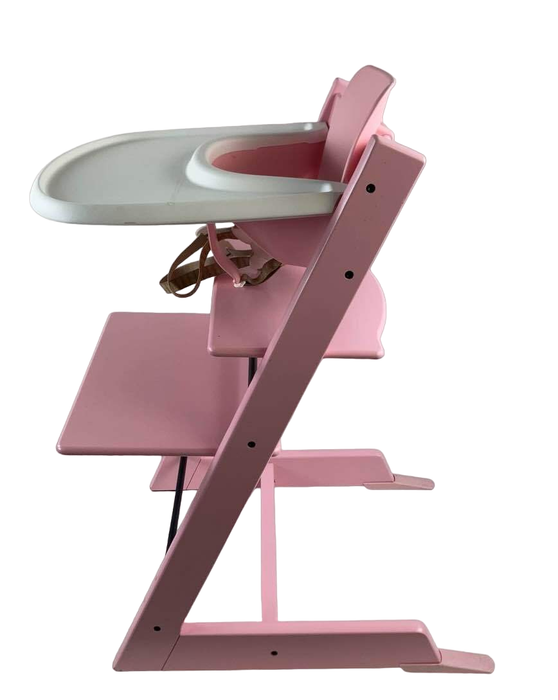 stokke soft pink Stokke Tripp Trapp High Chair with Baby Set and Tray, White, Pink
