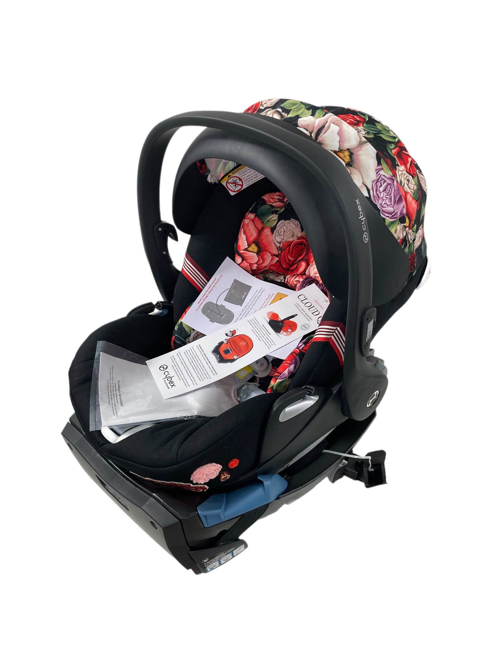 Cybex Cloud Q Infant Car Seat, 2021, Spring Blossom Dark