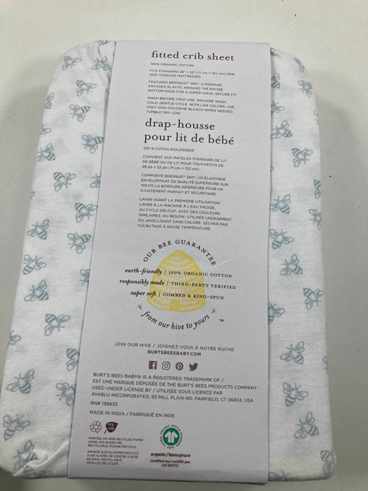 Shop Burt's Bees Baby Organic Cotton Jersey Fitted Crib Sheet, Sky Blue Bees at GoodBuy Gear