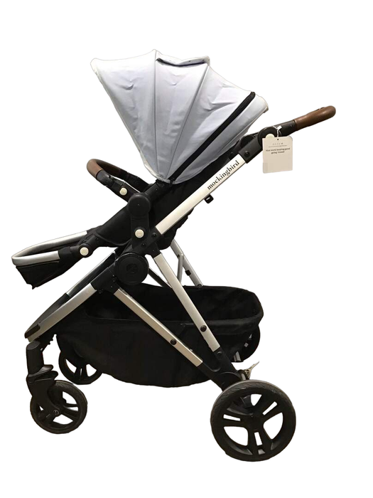 secondhand Mockingbird Single Stroller, 2019, Sky, Watercolor Drops, Silver With Penny Leather