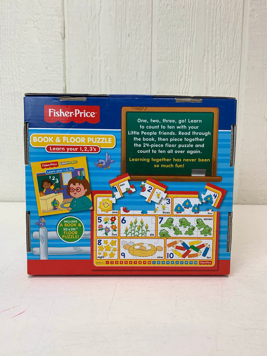 secondhand Fisher Price Book & Floor Puzzle, Learn Your 1 2 3's