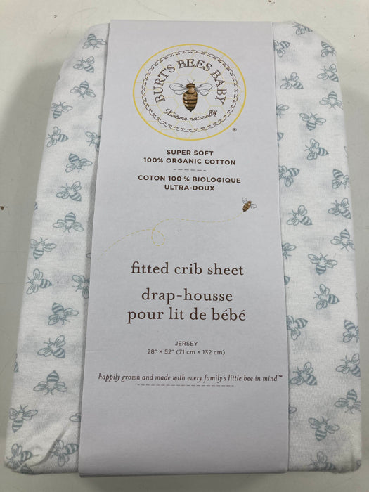 Shop Burt's Bees Baby Organic Cotton Jersey Fitted Crib Sheet, Sky Blue Bees at GoodBuy Gear
