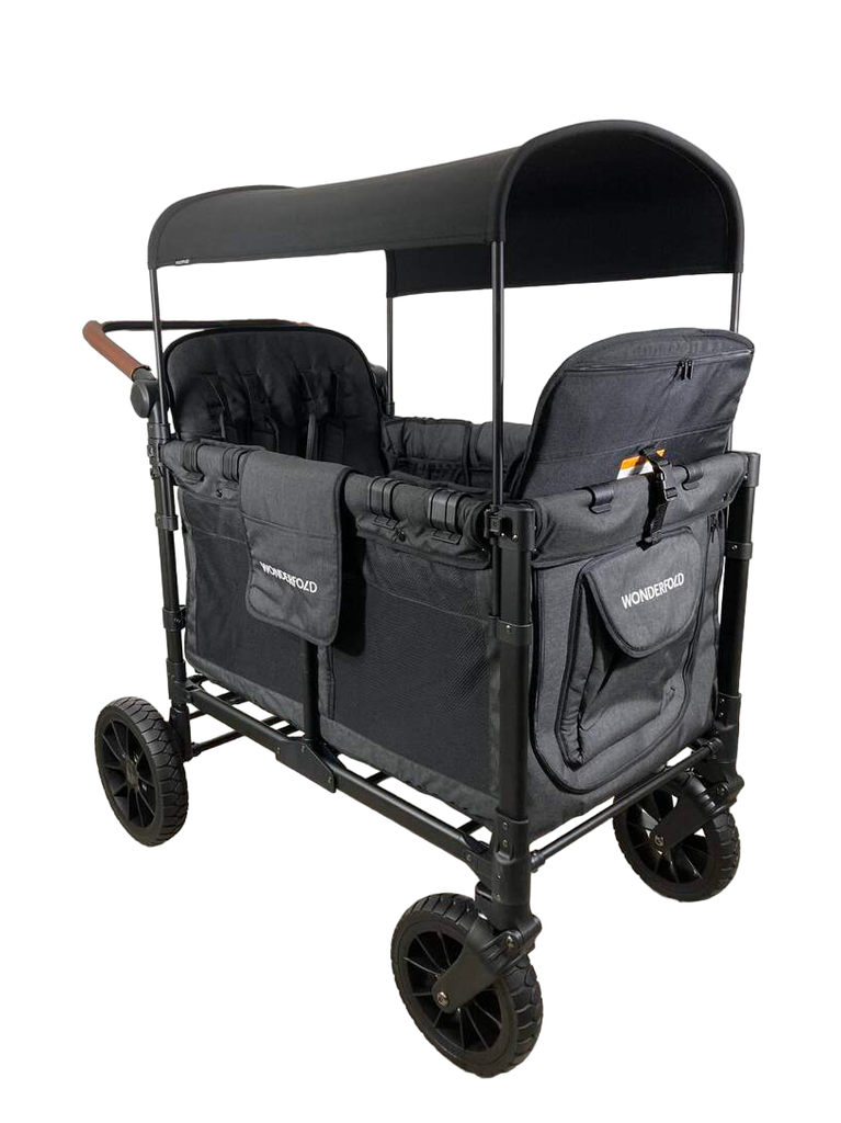 Wonderfold W4 Luxe Quad Stroller Wagon, Volcanic Black, 2023