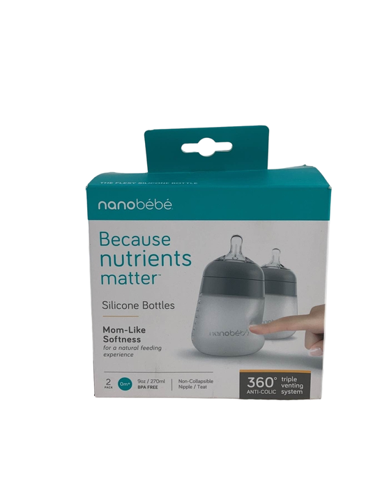 Shop Nanobébé Flexy Silicone Baby Bottles, 9oz, 2-Pack, Grey at GoodBuy Gear