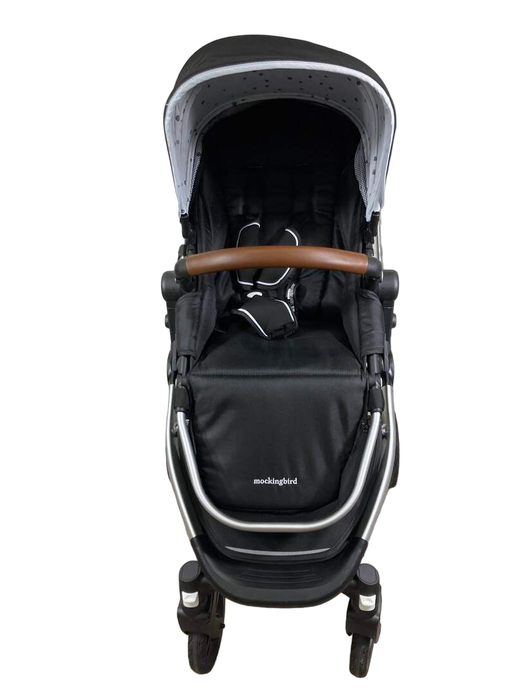 secondhand Mockingbird Single Stroller, 2023, Black, Watercolor Drops, Silver With Penny Leather