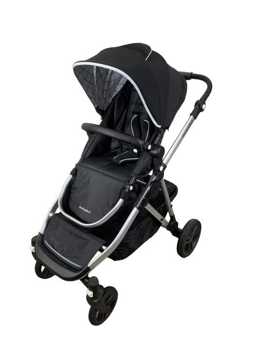 secondhand Mockingbird Single to Double Stroller, 2023, Silver with Black Leather, Windowpane, Black