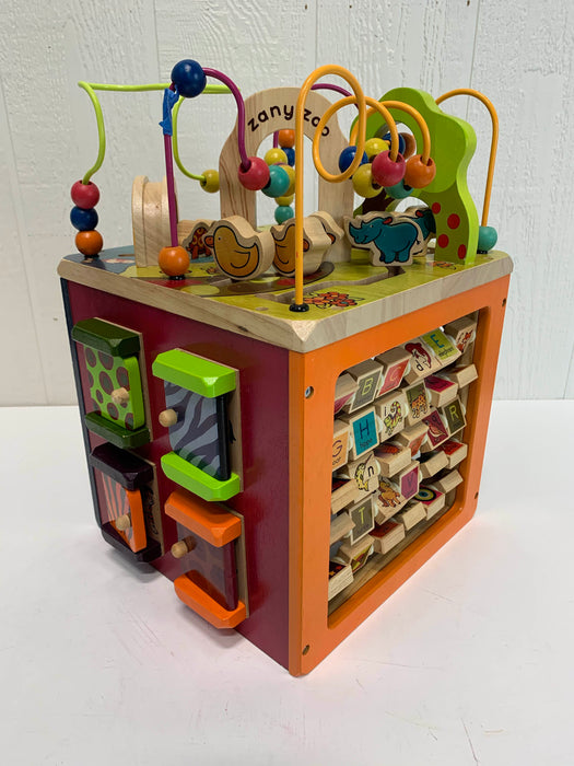 used B. Toys Zany Zoo Wooden Activity Cube