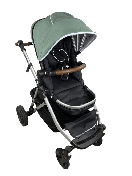 used Mockingbird Single to Double Stroller, 2023, Silver with Penny Leather, Watercolor Drops, Sage