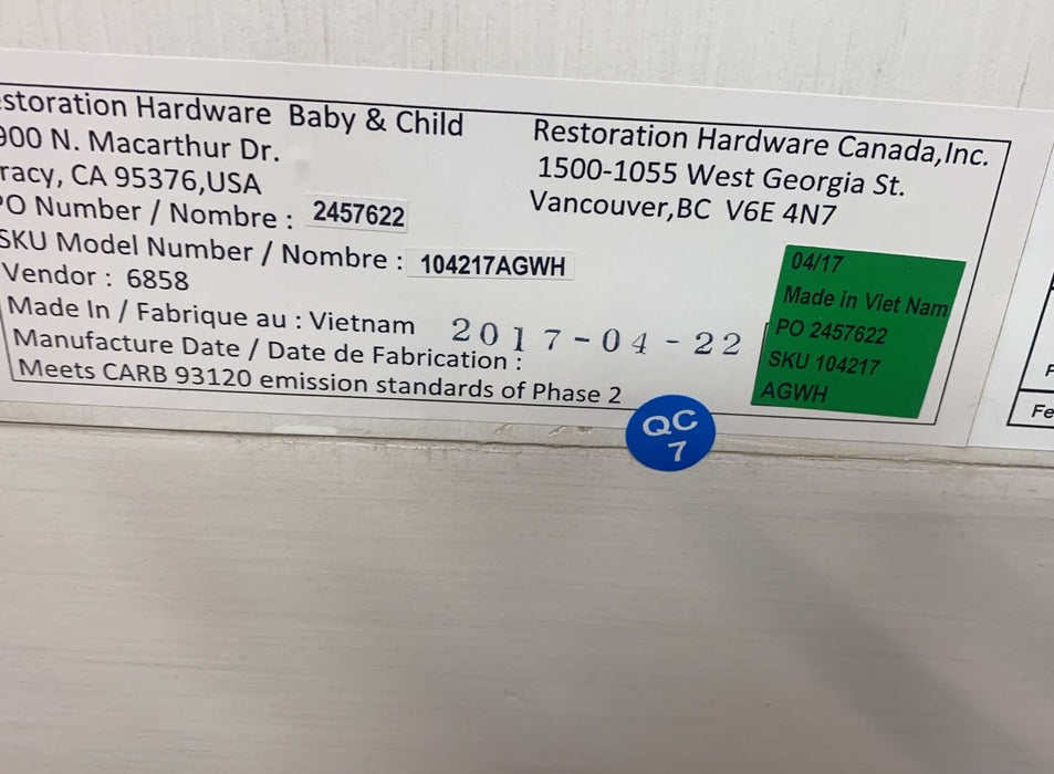 used Restoration Hardware Baby & Child Colette Crib, With Newton Mattress