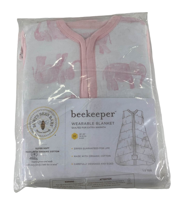 used Burt's Bees Baby Beekeeper Wearable Blanket, Medium, 1.5 TOG (Medium Weight), Pink Elephant