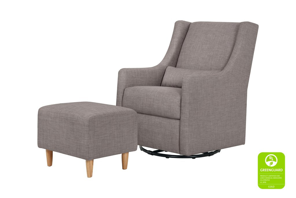 Babyletto Toco Swivel Glider And Stationary Ottoman, Grey Tweed