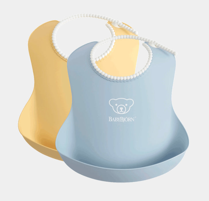 BabyBjorn Feeding Bib Set 2 Pack, Powder Yellow/Powder Blue